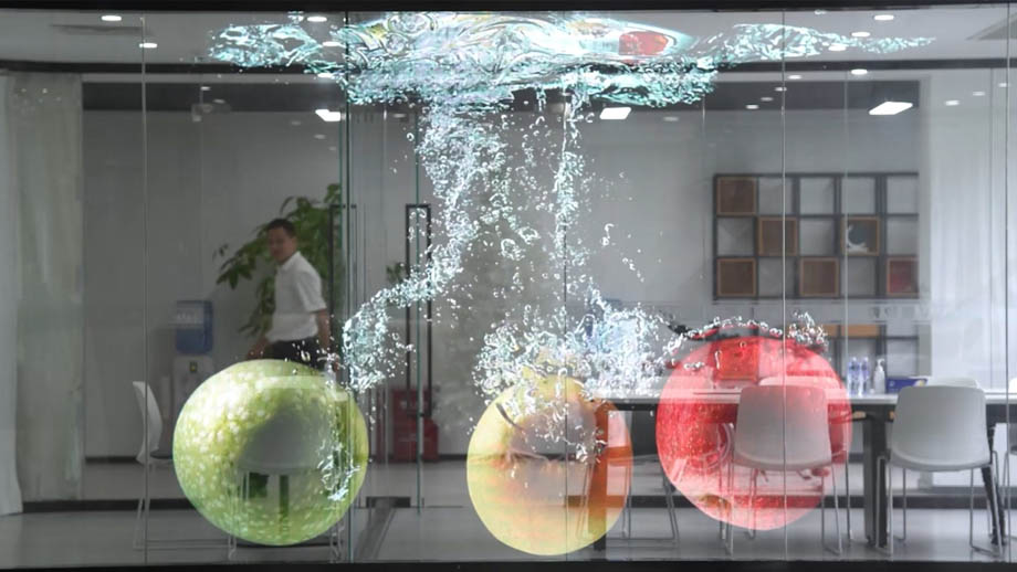 Transparent LED Films Are Installed On Glass